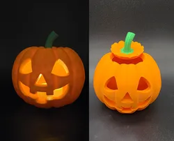 Classic Jack-o-Lantern w/Lid LED Tea Light Holder