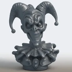Creepy Jester Bust - Halloween Clown Sculpture - Sinister Jester Head Statue