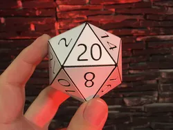 D20 - folding, snap-together game die