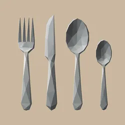 Low Poly Kids Silverware Set