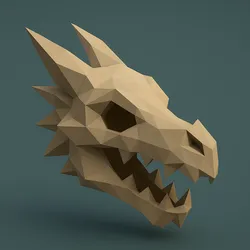 Low Poly Dragon Skull 3D Model