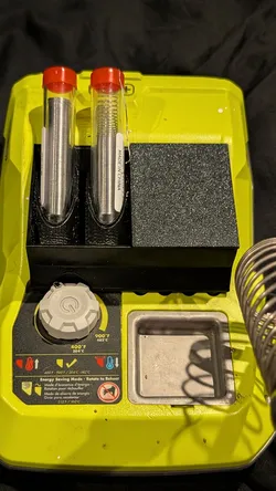Ryobi Soldering station bin and solder holder.