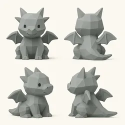 Fourth Wing Inspired Low-Poly Baby Dragon Figurine