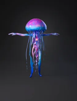 A colorful jellyfish with dazzling patterns and long flowing tentacles