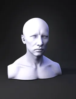 bald human head with shoulders realistic skin texture and tone