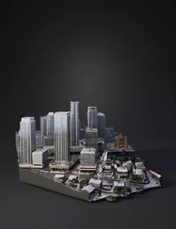 Create EXTRACT CITY an ultra photorealistic modern metropolitan envir