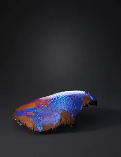 dragon egg shell with blue scales and brown fibrous rim textured shel