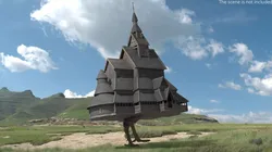 Fabulous Hut on Chicken Legs Animated Rigged for Cinema 4D 3D model
