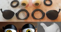 Movable puppet eye and eyelid