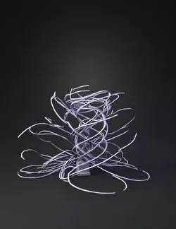 spiral metal sculpture in grand hall silver threads swirl around pede
