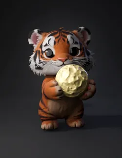 tiger cub holding glowing moon prop