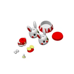 [Welcome Gift] Articulated Bunny Clown Keychain and Stand (Multicolor)