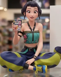 ZOEY FIGURE WITH HER RAMEN (K-POP DEMON HUNTERS)