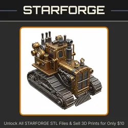 28mm Armored Tank Treads Gears Pipes Rivets Retro Industrial StarForge Kits 3D Print STL File