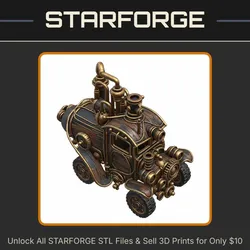 28mm Armored Vehicle Gears Pipes Wheels Vintage Design StarForge Kits 3D Print STL File