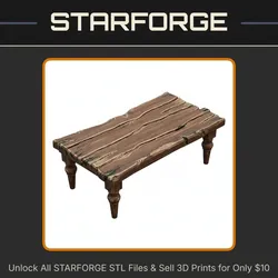28mm DND Old Wooden Table Tavern Terrain Miniature StarForge Kits 3D Print STL File