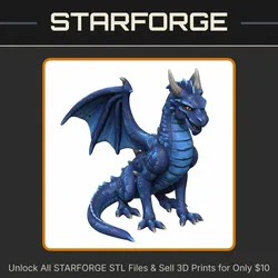 28mm DND Regal Majestic Winged Dragon Fantasy Miniature StarForge Kits 3D Print STL File