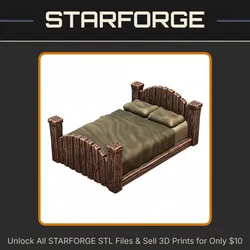 28mm DND Simple Wooden Tavern Bed Fantasy Terrain Miniature for Tabletop Gaming StarForge Kits 3D Print STL File