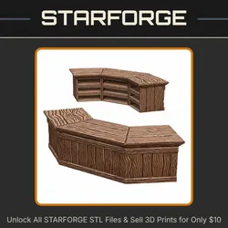 28mm DND Tavern Bar Countertop Fantasy Terrain Miniature for Tabletop Gaming StarForge Kits 3D Print STL File