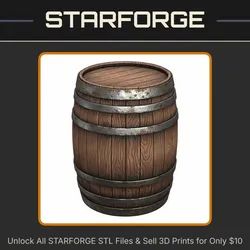 28mm Fantasy Mini Highly Detailed Medieval Wine Barrel for DND Tabletop Wargame Terrain StarForge Kits 3D Print STL File