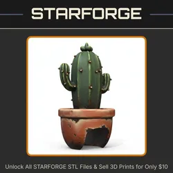 Cactus Shaped Planter and Pet Hide Combo for Small Animals StarForge Kits 3D Print STL File