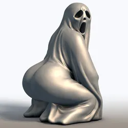 Cheeky Ghost Statue - Playful Spirit Sculpture - Whimsical Halloween Decor
