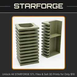 Futuristic Brutalist Vase with Hidden Compartment for Valuables (Requires Pausing During Print) StarForge Kits 3D Print STL File