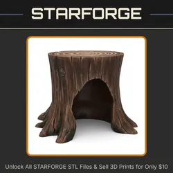 Tree Stump Themed Pet Hideaway for Reptiles and Small Animals StarForge Kits 3D Print STL File
