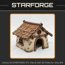 Cozy Cottage Shaped Pet Hide for Small Animals StarForge Kits 3D Print STL File
