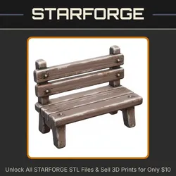 Fairy Garden Classic Wooden Bench for Outdoor Decor StarForge Kits 3D Print STL File