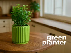 Green ribbed planter