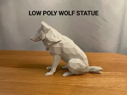 Low Poly Wolf Statue