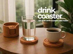 Set of 6 coasters with a holder.