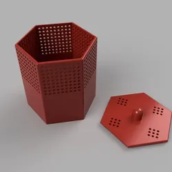 3D printer bestanden | 3MF | Hexagonal Filament Waste Bin + Lid (Printer Desk Organizer)