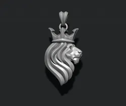 King lion crown pendant 3D Print Model in Pendants 357865