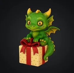 Creality Cloud | Baby Christmas Dragon with Present | ملفات الطابعة ثلاثية الأبعاد