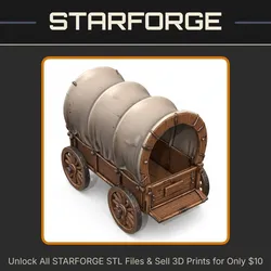 28mm Covered Wagon Western Frontier Terrain Model StarForge Kits 3D Print STL File