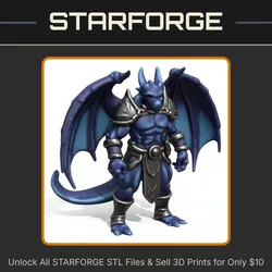 28mm DND Fantasy Mini Legendary Noble Winged Dragon Guardian StarForge Kits 3D Print STL File