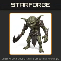 28mm DND Goblin Scout with Battle Hook Fantasy Mini StarForge Kits 3D Print STL File