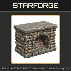 28mm DND Stone Fireplace Fantasy Terrain Miniature for Tavern Scenes StarForge Kits 3D Print STL File