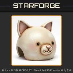 Adorable Cat Shaped Pet Hide for Small Animals StarForge Kits 3D Print STL File