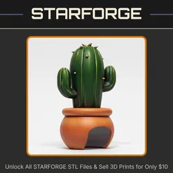 Cactus Shaped Pet Hide with Integrated Planter Design StarForge Kits 3D Print STL File