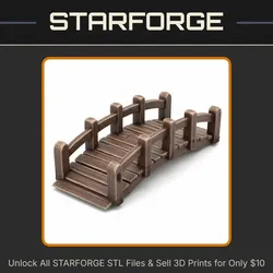 Enchanted Garden Wooden Bridge for Fairy and Gnome Scenes StarForge Kits 3D Print STL File