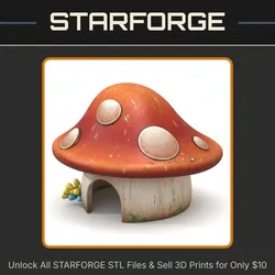Enchanted Mushroom Shaped Pet Hide for Small Animals StarForge Kits 3D Print STL File