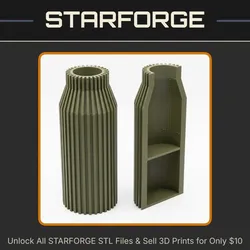 Fluted Tall Vase with Hidden Compartment for Valuables (Requires Pausing During Print) StarForge Kits 3D Print STL File