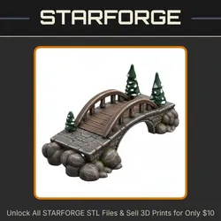 Holiday Decor Snowy Bridge with Festive Pines for Christmas Village StarForge Kits 3D Print STL File