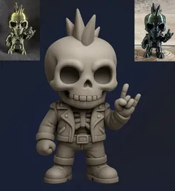 Chibi Skeleton Punk Rocker