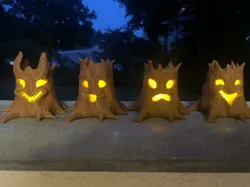 Cute haunted tree family - halloween candle lights