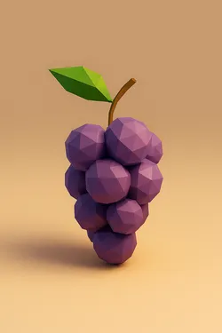Low Poly Grapes 3D Model
