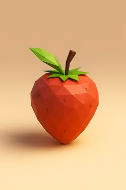 Low Poly Strawberry 3D Model